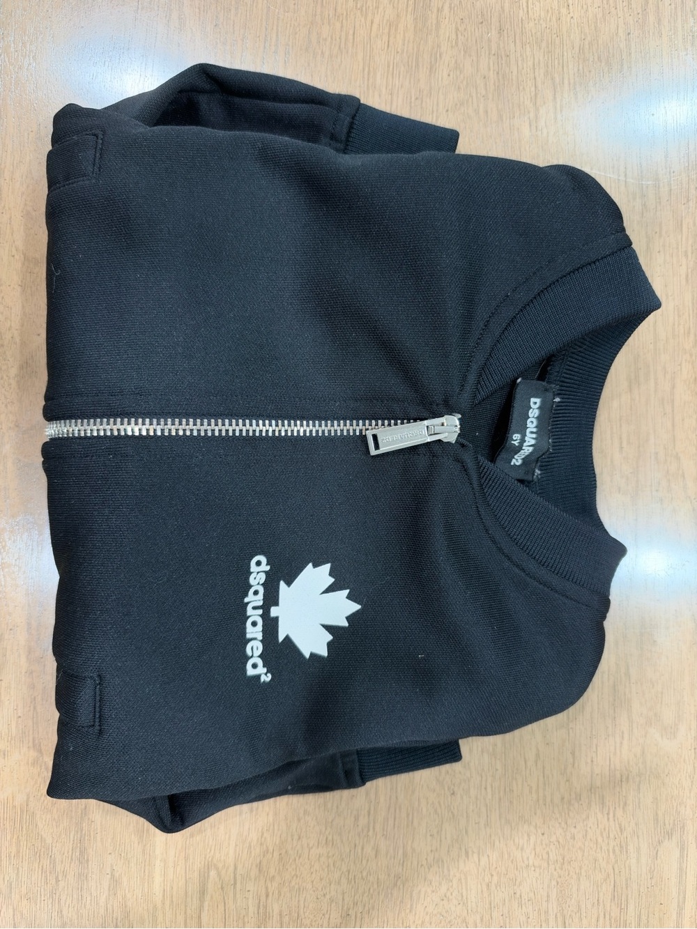 DSQUARED2 Black Zip-Up Sweatshirt with White Maple Logo